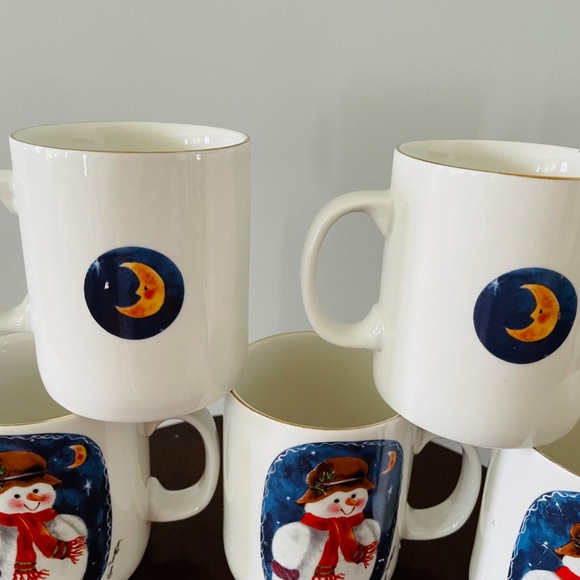 Elaine Thompson Vintage hand-painted ceramic Christmas snowman mugs, Snowman Mug - Picture 6 of 6